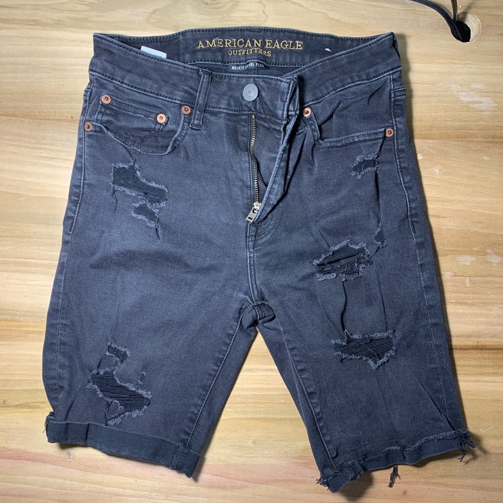American Eagle Black Distressed Shorts